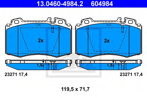 Тормозные колодки ATE 13.0460-4984.2