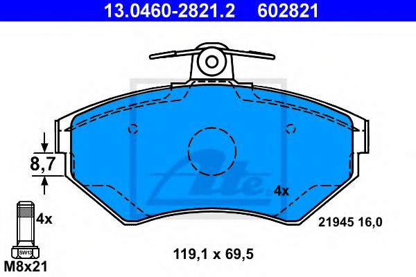Тормозные колодки ATE 13.0460-2821.2