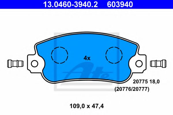 Тормозные колодки ATE 13.0460-3940.2