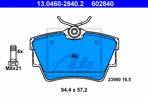 Тормозные колодки ATE 13.0460-2840.2