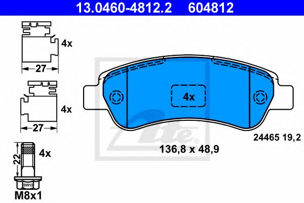 Тормозные колодки ATE 13.0460-4812.2