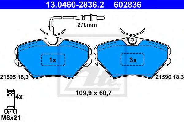 Тормозные колодки ATE 13.0460-2836.2