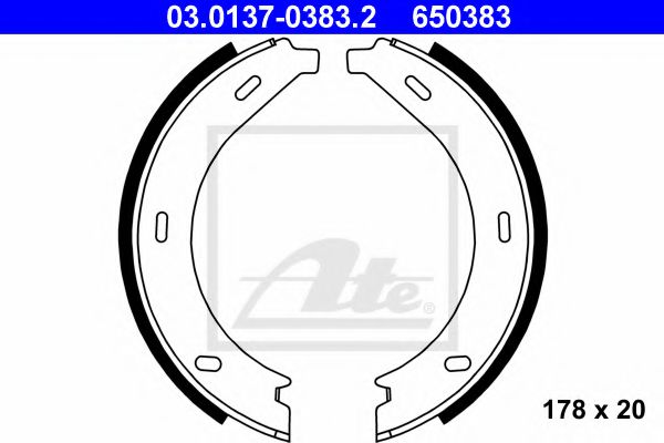 Тормозные колодки барабанные ATE 03.0137-0383.2