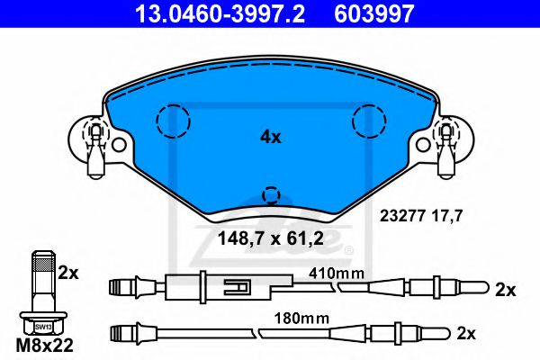 Тормозные колодки ATE 13.0460-3997.2
