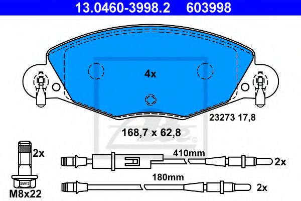 Тормозные колодки ATE 13.0460-3998.2