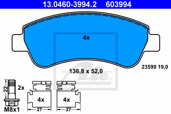 Тормозные колодки ATE 13.0460-3994.2
