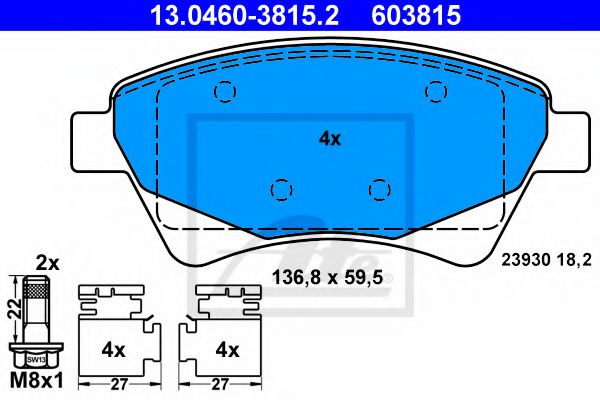 Тормозные колодки ATE 13.0460-3815.2