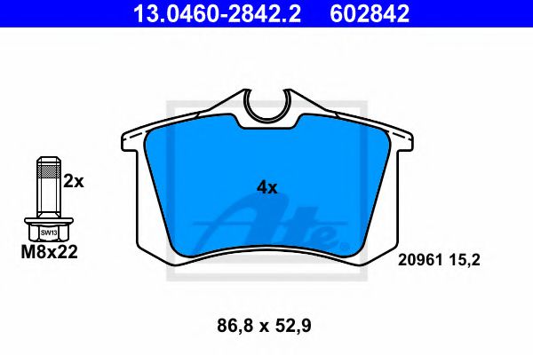 Тормозные колодки ATE 13.0460-2842.2