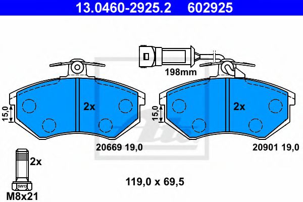 Тормозные колодки ATE 13.0460-2925.2
