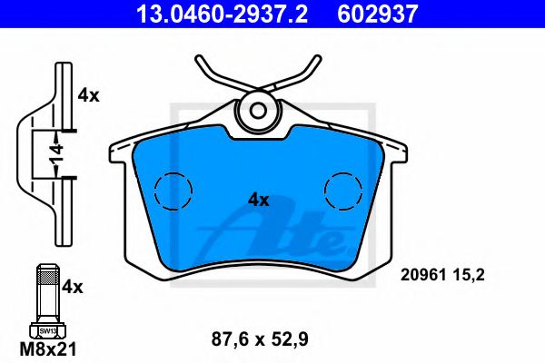 Тормозные колодки ATE 13.0460-2937.2
