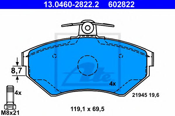 Тормозные колодки ATE 13.0460-2822.2