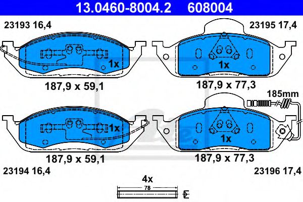 Тормозные колодки ATE 13.0460-8004.2