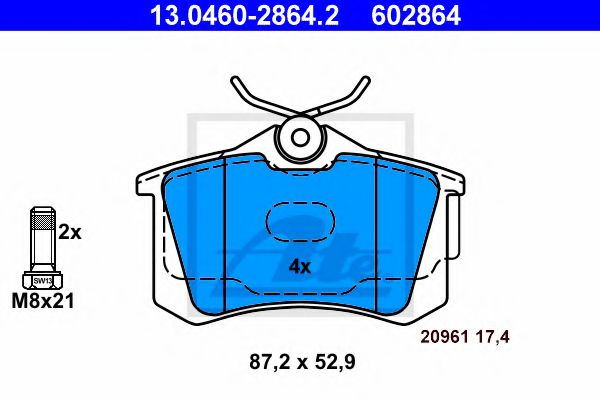 Тормозные колодки ATE 13.0460-2864.2