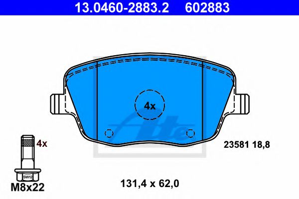 Тормозные колодки ATE 13.0460-2883.2