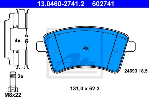 Тормозные колодки ATE 13.0460-2741.2