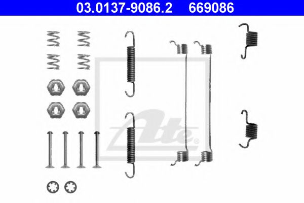 Ремкомплект барабанных колодок ATE 03.0137-9086.2