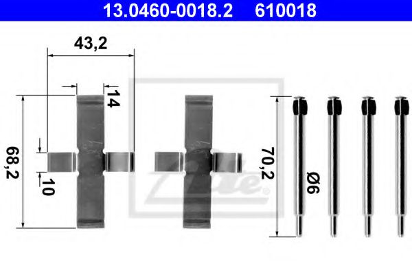 Скобы тормозных колодок ATE 13.0460-0018.2