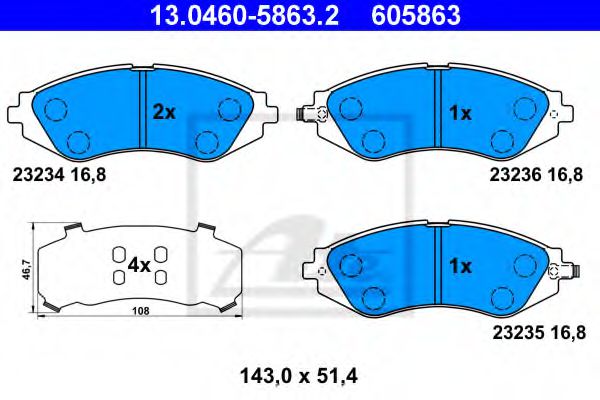 Тормозные колодки ATE 13.0460-5863.2