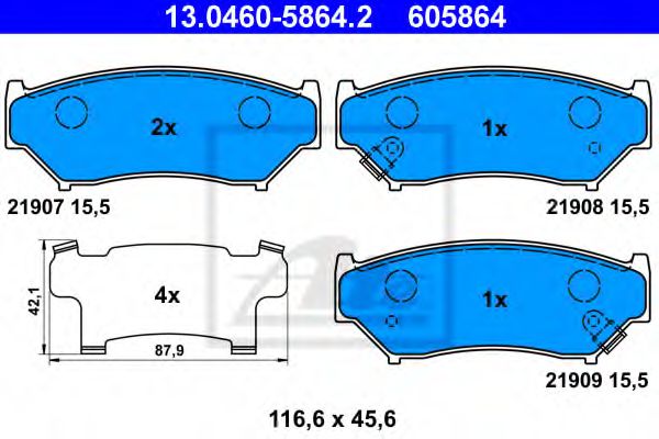 Тормозные колодки ATE 13.0460-5864.2