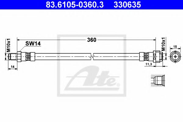 Тормозной шланг ATE 83.6105-0360.3
