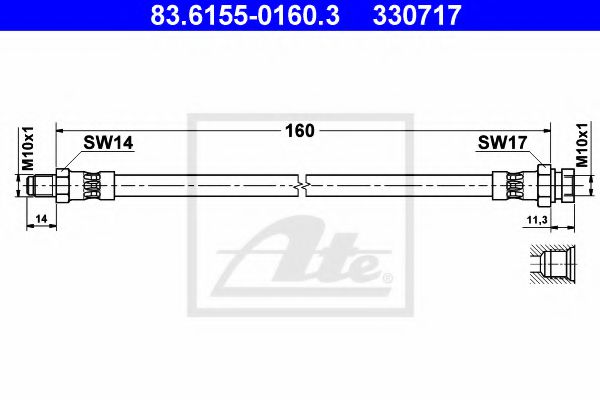 Тормозной шланг ATE 83.6155-0160.3