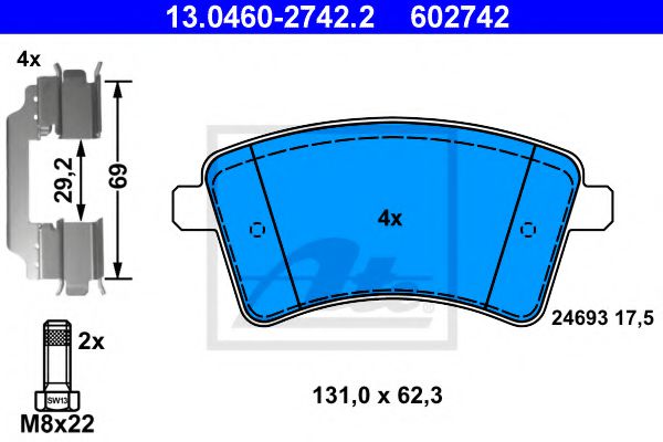 Тормозные колодки ATE 13.0460-2742.2