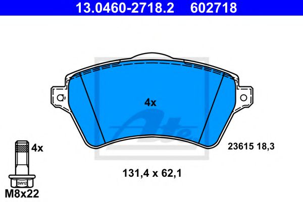 Тормозные колодки ATE 13.0460-2718.2