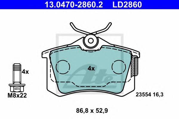 Тормозные колодки ATE 13.0470-2860.2