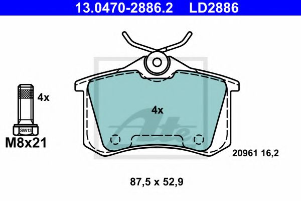 Тормозные колодки ATE 13.0470-2886.2