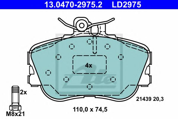 Тормозные колодки ATE 13.0470-2975.2