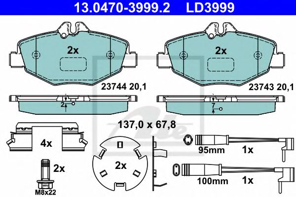 Тормозные колодки ATE 13.0470-3999.2