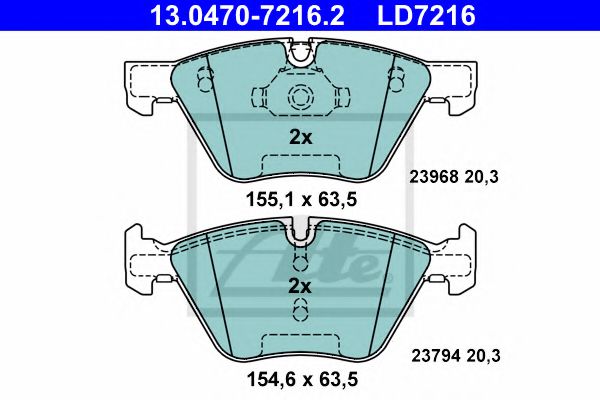 Тормозные колодки ATE 13.0470-7216.2