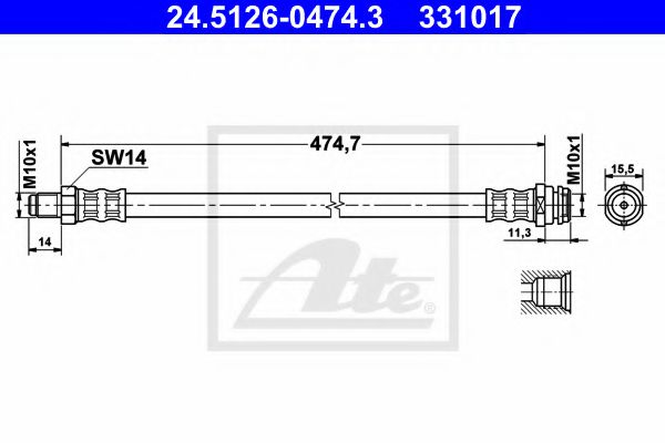 Тормозной шланг ATE 24.5126-0474.3