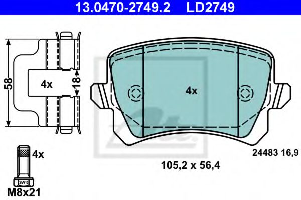 Тормозные колодки ATE 13.0470-2749.2