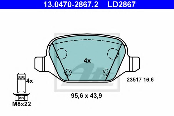 Тормозные колодки ATE 13.0470-2867.2