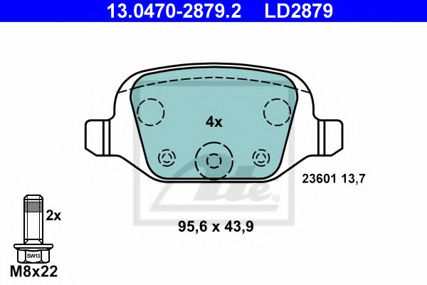 Тормозные колодки ATE 13.0470-2879.2