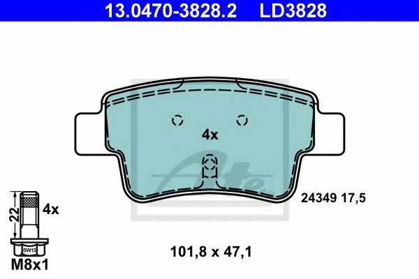 Тормозные колодки ATE 13.0470-3828.2