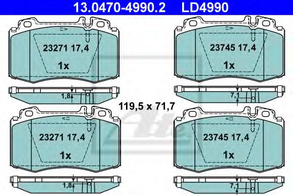 Тормозные колодки ATE 13.0470-4990.2