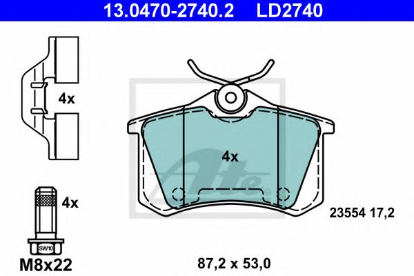 Тормозные колодки ATE 13.0470-2740.2