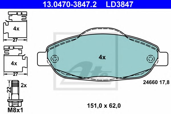 Тормозные колодки ATE 13.0470-3847.2