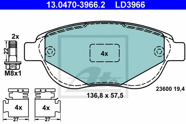 Тормозные колодки ATE 13.0470-3966.2