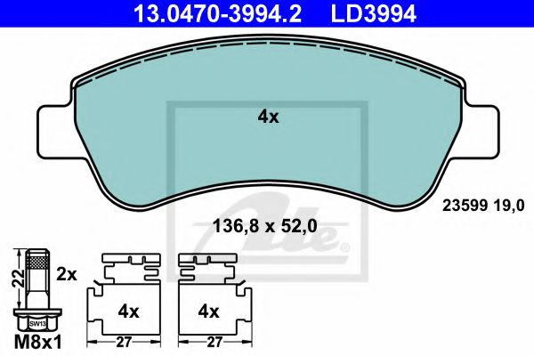 Тормозные колодки ATE 13.0470-3994.2