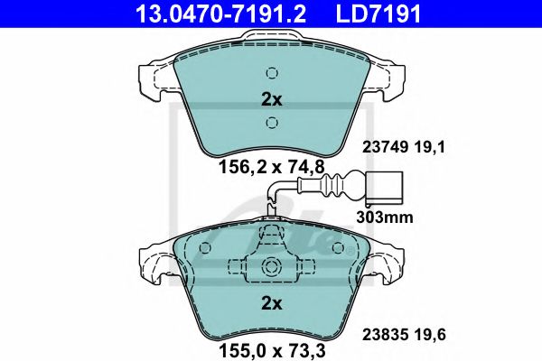 Тормозные колодки ATE 13.0470-7191.2