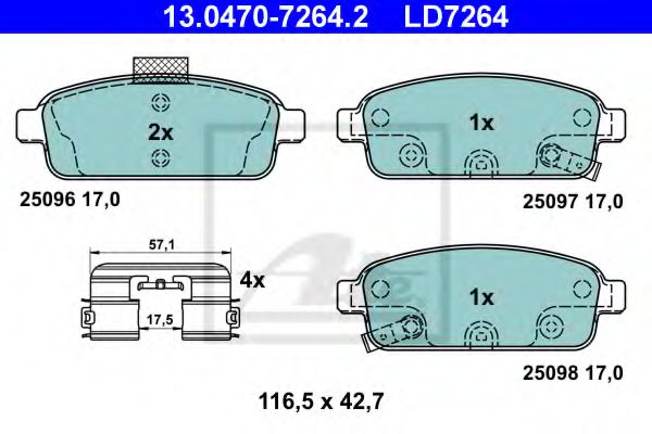 Тормозные колодки ATE 13.0470-7264.2