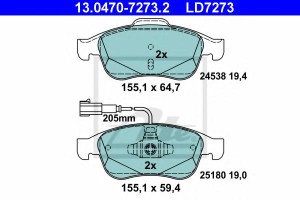 Тормозные колодки ATE 13.0470-7273.2