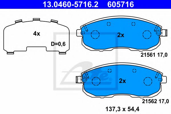 Тормозные колодки ATE 13.0460-5716.2