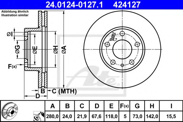 ATE24.0124-0127.1 тормозной диск