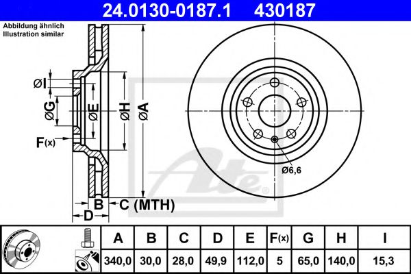 Тормозной диск ATE 24.0130-0187.1