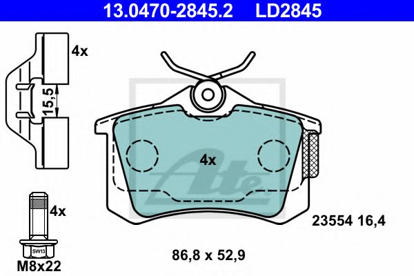 Тормозные колодки ATE 13.0470-2845.2