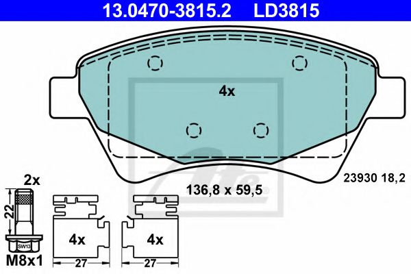 Тормозные колодки ATE 13.0470-3815.2